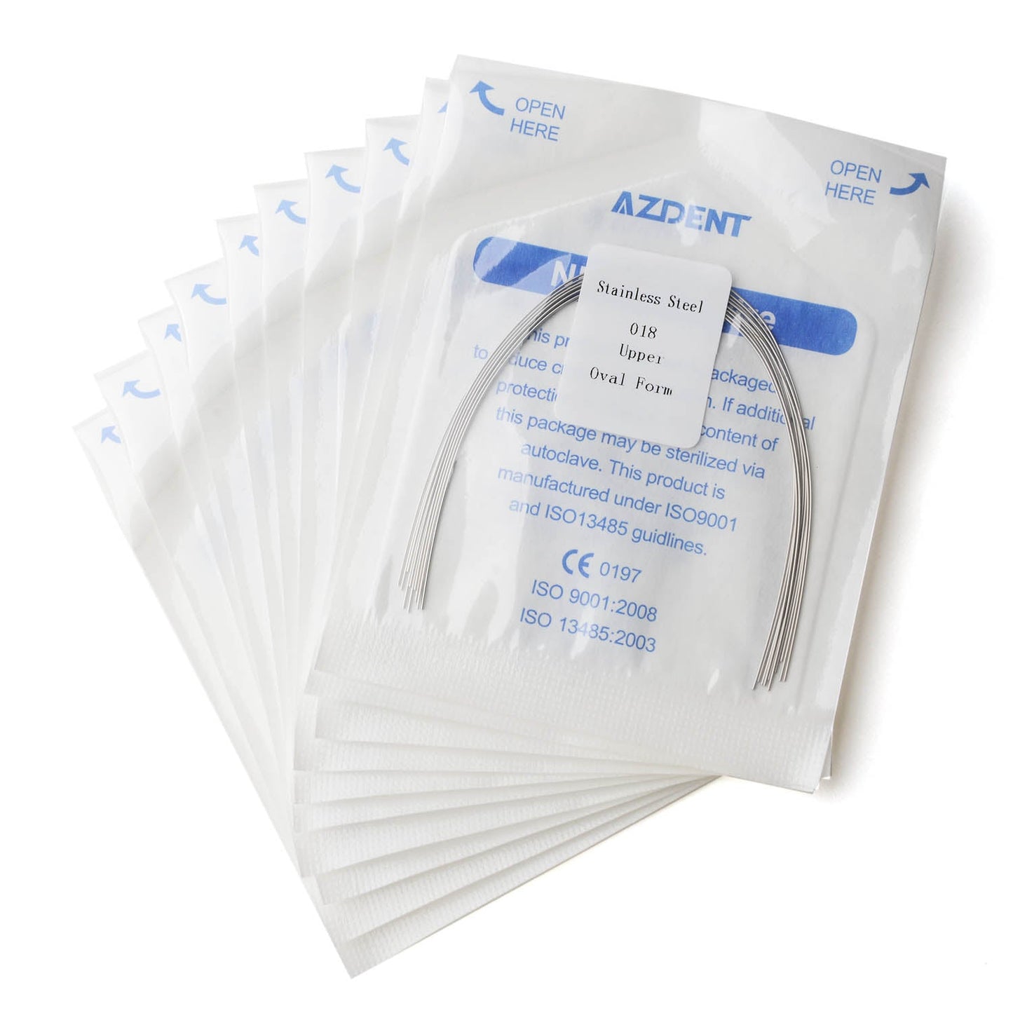 AZDENT Dental Orthodontic Archwire Stainless Steel Round Oval Full Size 10 pcs/Pack-azdentall.com