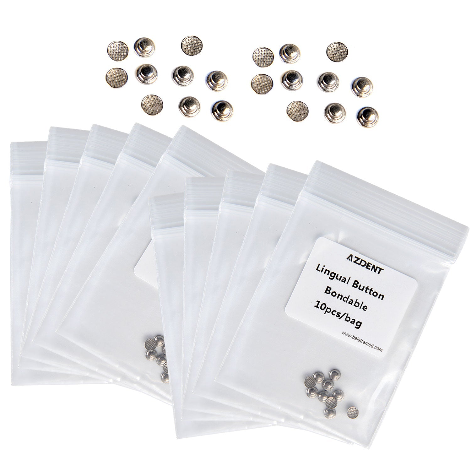 10 Bags AZDENT Dental Lingual Button Bondable Stainless Steel Round Base 10pcs/Bag - azdentall.com