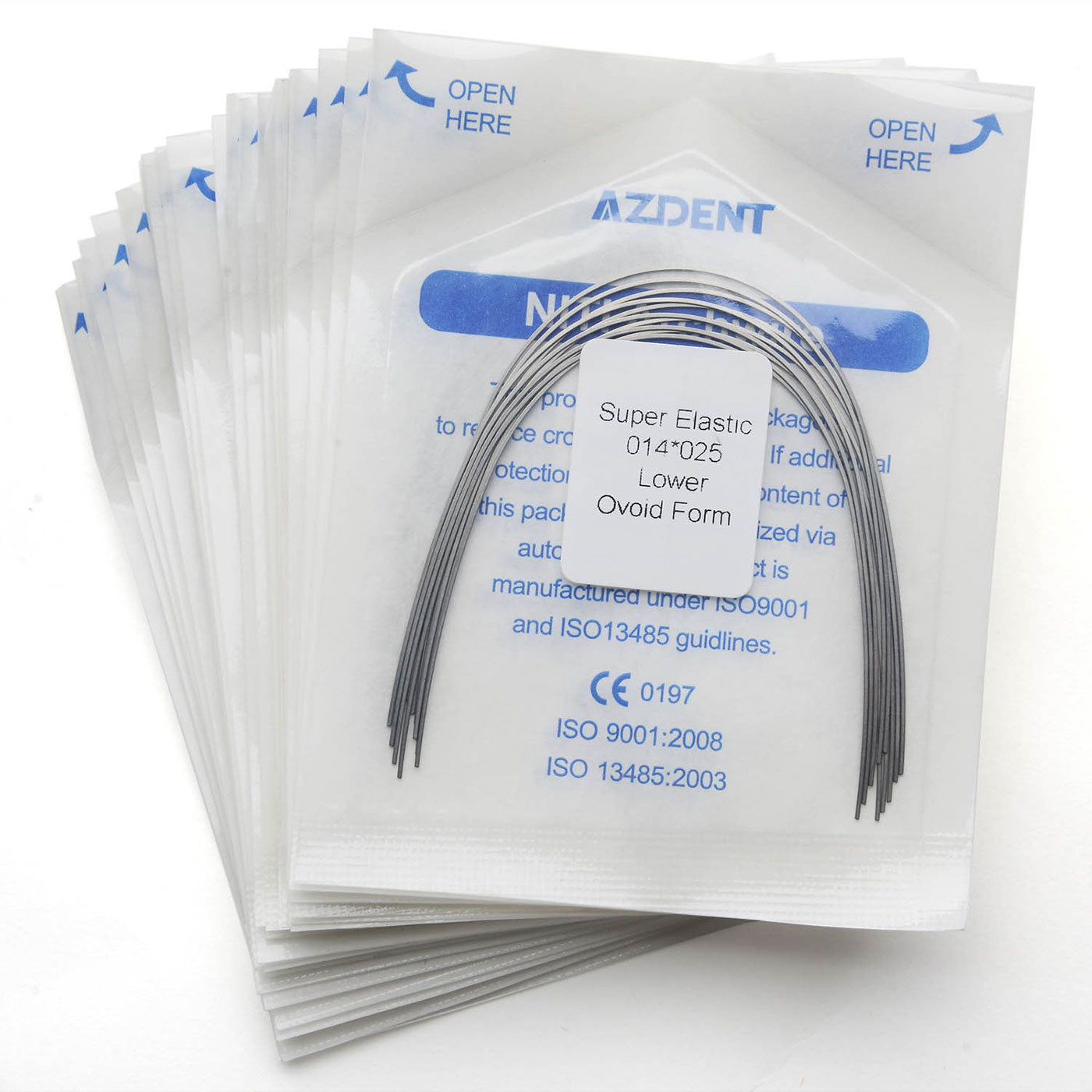 20 Bags AZDENT Dental Orthodontic Archwires Niti Super Elastic Ovoid Rectangular 0.014x0.025 Lower 10pcs/Pack - azdentall.com