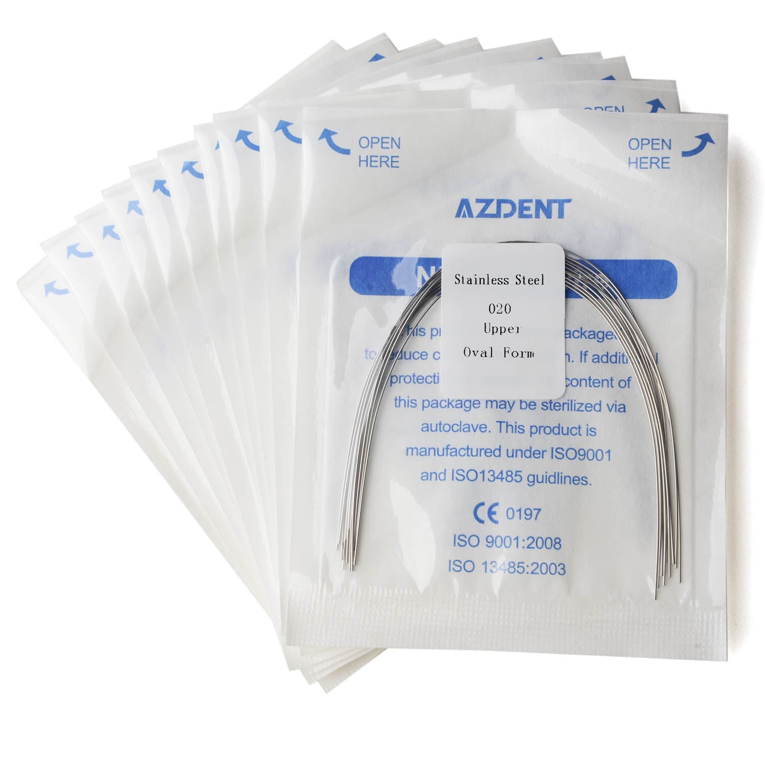 AZDENT Dental Orthodontic Archwire Stainless Steel Round Oval Full Size 10 pcs/Pack-azdentall.com