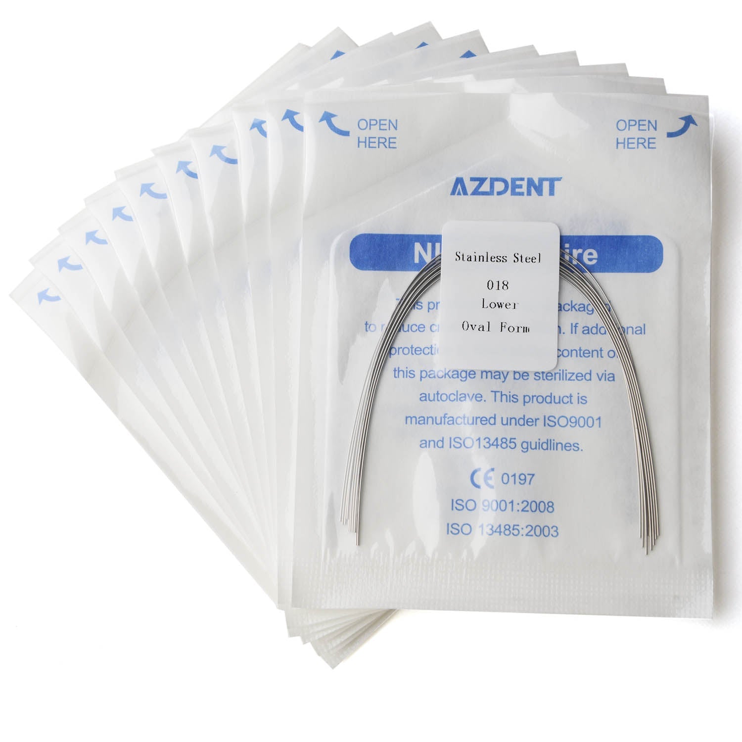 AZDENT Dental Orthodontic Archwire Stainless Steel Round Oval Full Size 10 pcs/Pack-azdentall.com