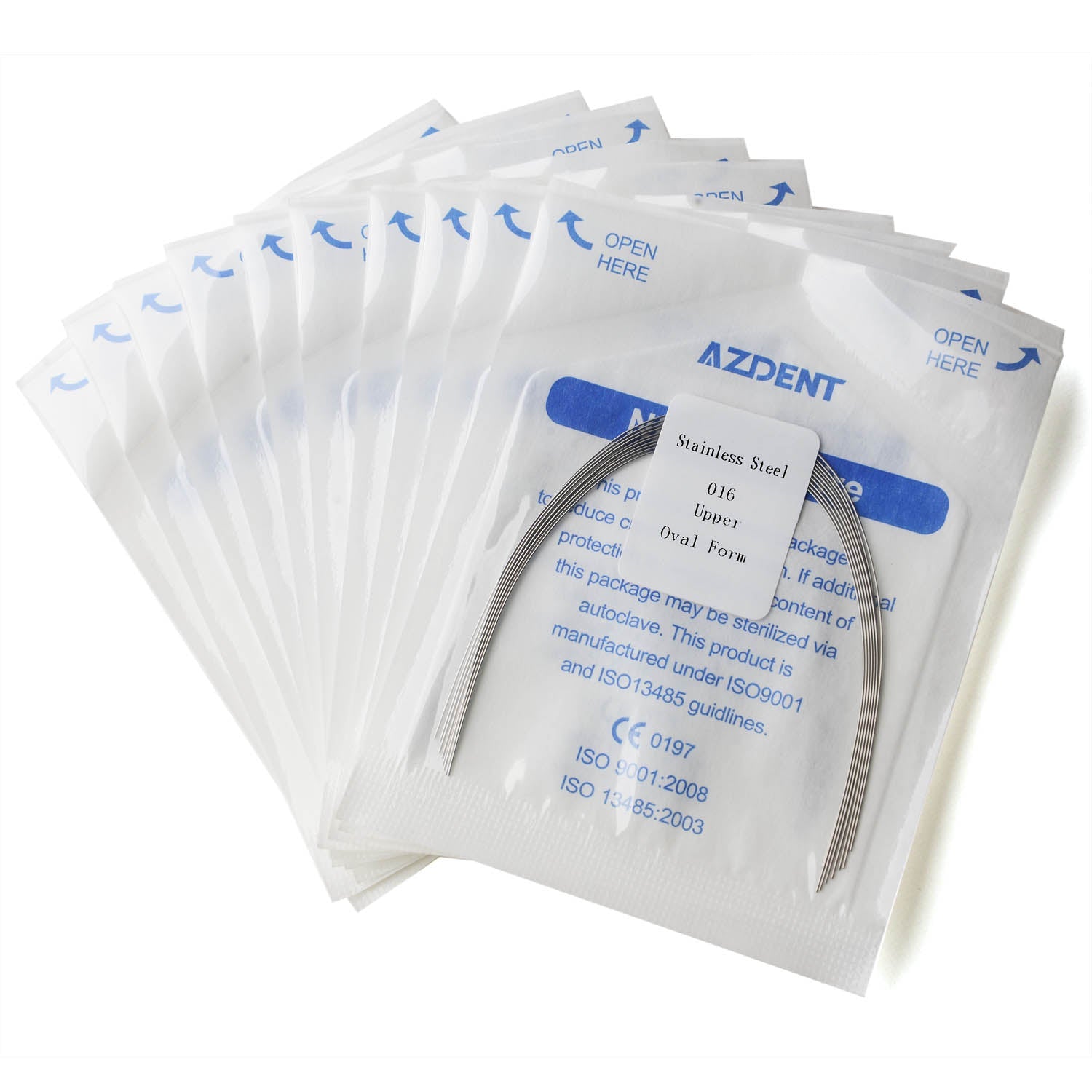 AZDENT Dental Orthodontic Archwire Stainless Steel Round Oval Full Size 10 pcs/Pack-azdentall.com