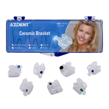 AZDENT Dental Orthodontic Ceramic Brackets Mesh Base Roth .022 345Hooks 20pcs/Box - azdentall.com