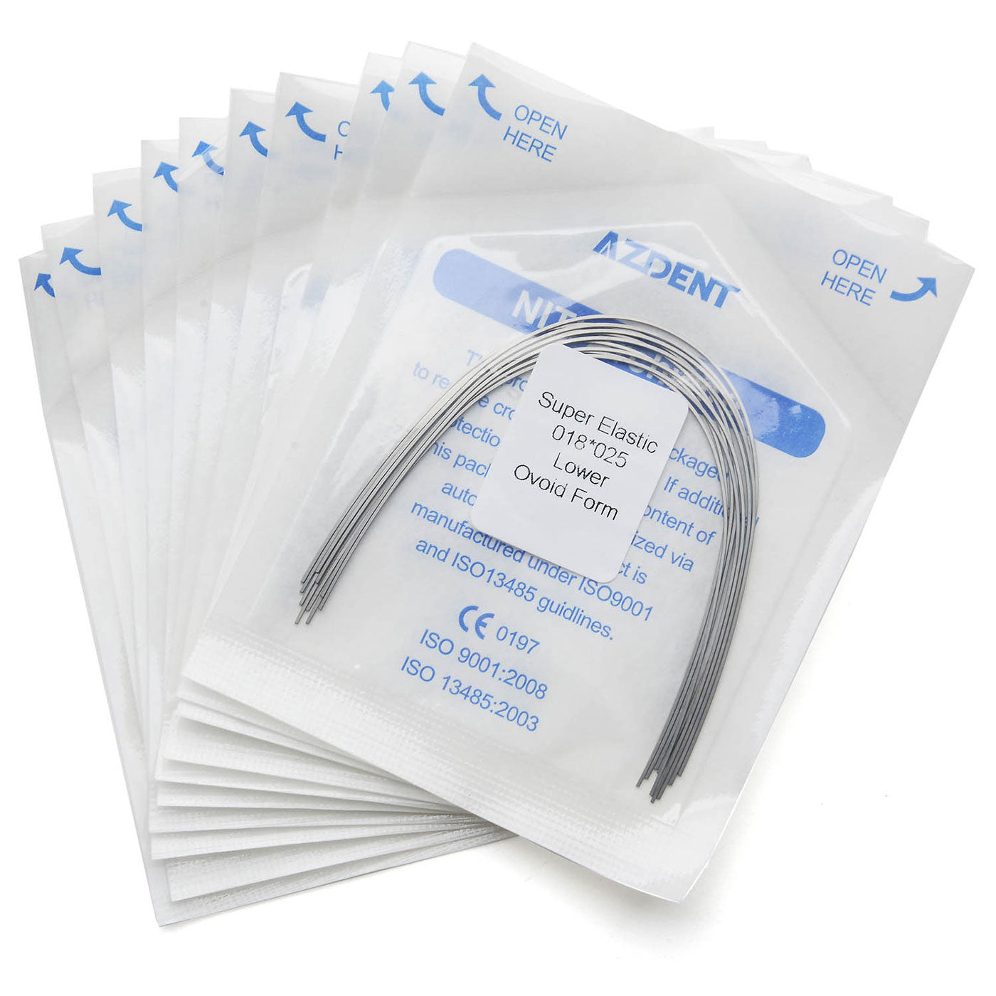 10 Bags AZDENT Dental Orthodontic Archwires Niti Super Elastic Ovoid Rectangular 0.018x0.025 Lower 10pcs/Pack - azdentall.com