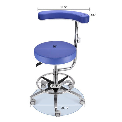 Dental Assistant Chair With 360 Degree Rotation Armrest PU Leather Height Adjustable - azdentall.com