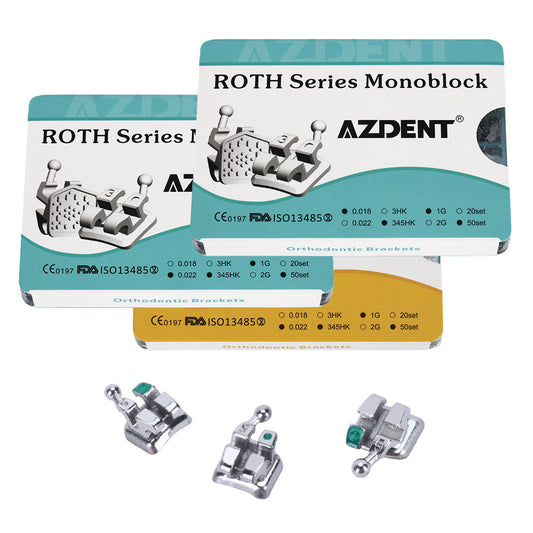 1000pcs AZDENT Dental Metal Brackets Monoblock Full Sizes 50 Sets/Box - azdentall.com