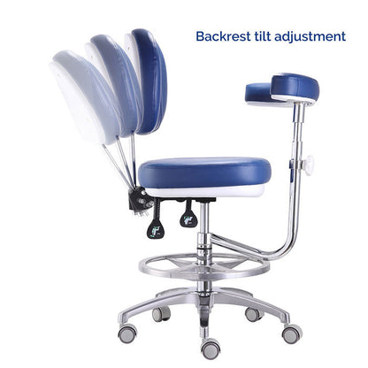 Dental Assistant & Doctor Stool Dual Use Rolling Hydraulic Adjustable Height Backrest 360° Rotating Boom Arm and Armrest - azdentall.com