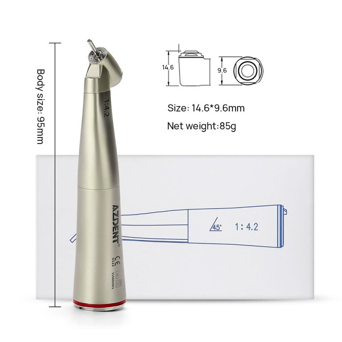 AZDENT 45 Degree Dental Electric Contra Angle 1:4.2 Increasing Fiber Optic Handpiece - azdentall.com