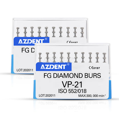 AZDENT Dental FG Diamond Burs VP-21 Depth Marking 10pcs/Box-azdentall.com