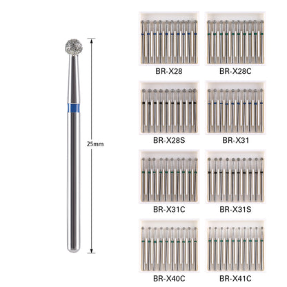 Dental Diamond Burs Drills Ball Round FG 1.6mm for High Speed Handpiece 10pcs/Pk-azdentall.com