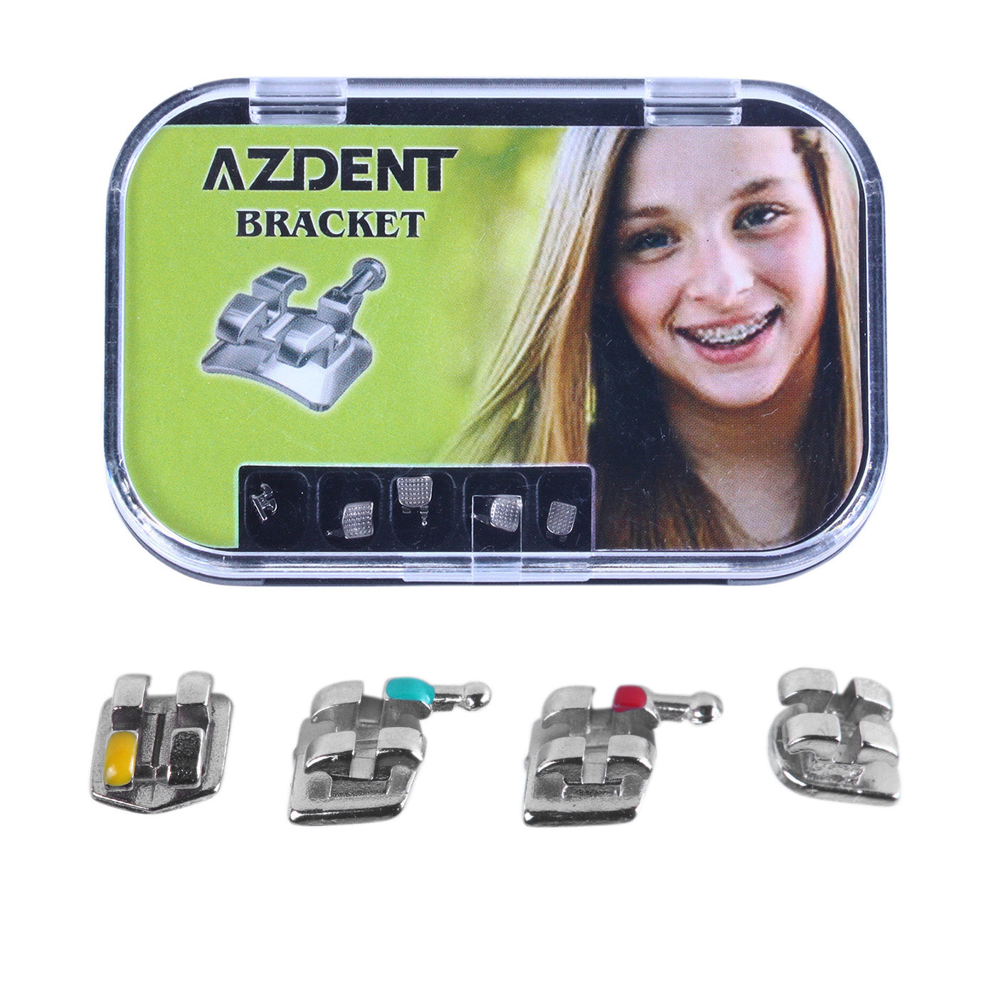 AZDENT Dental Metal Brackets MIM Monoblock Mini Roth .022 Hooks on 345 20pcs/Box