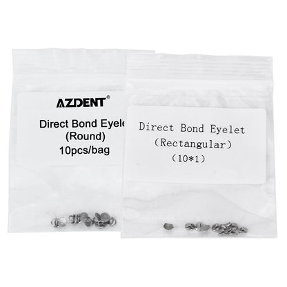 AZDENT Dental Lingual Buttons Direct Bond Eyelet Round/Rectangular Base 10/Bag - azdentall.com