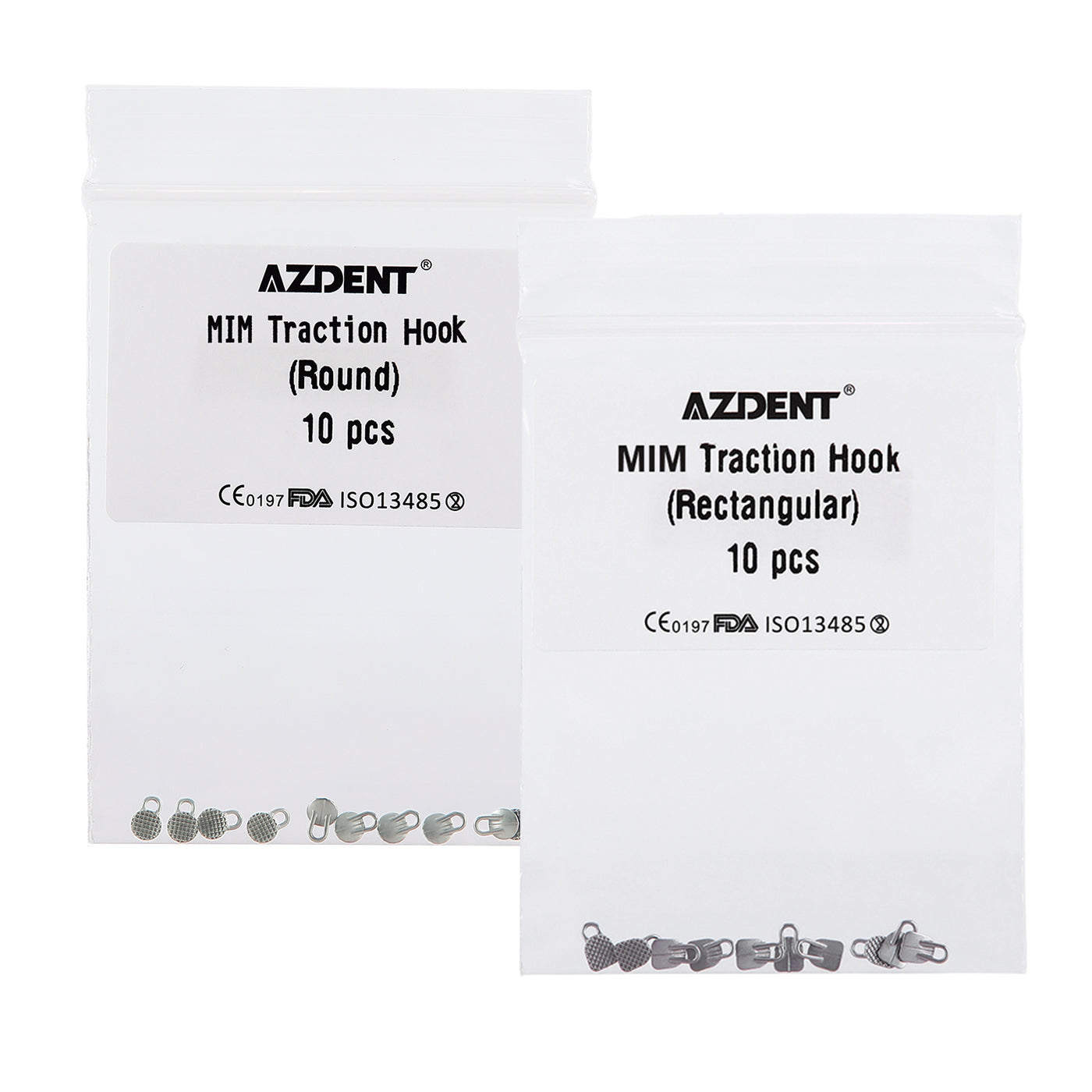 AZDENT Dental Lingual Button Consumables Round/Rectangular Bondable Traction Hook 10/Bag - azdentall.com