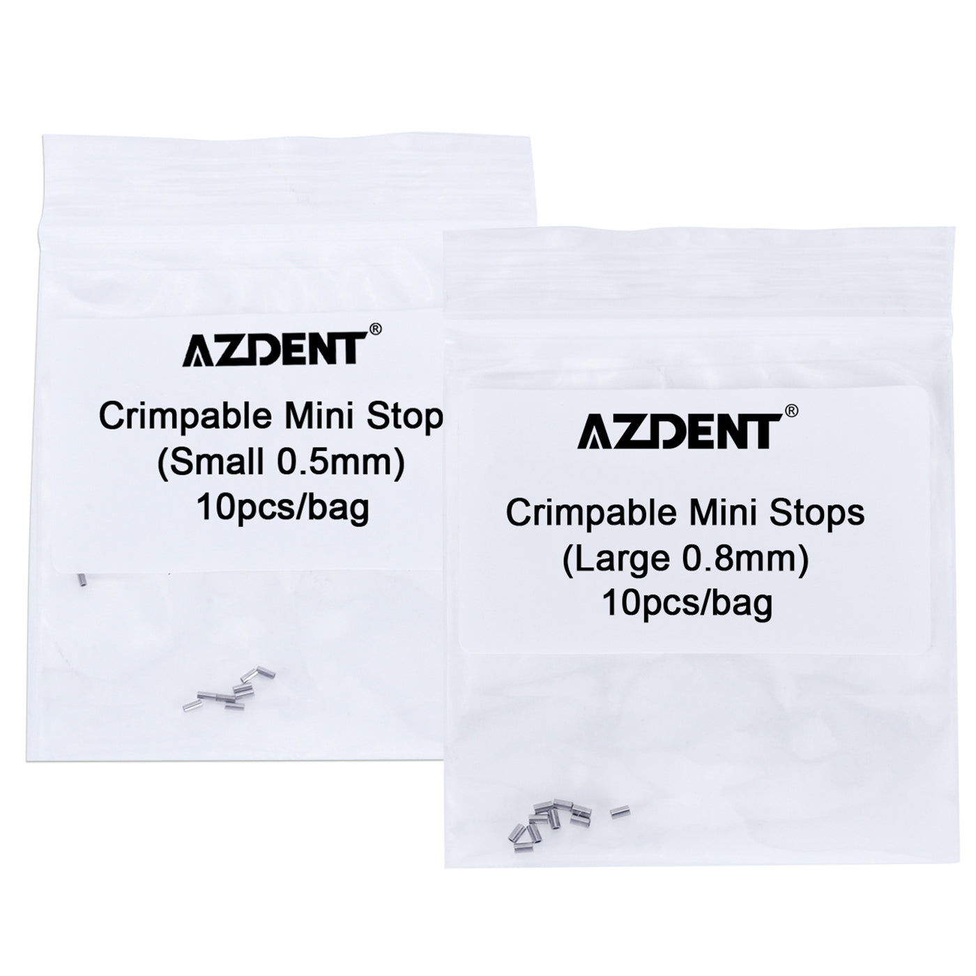 AZDENT Dental Crimpable Hooks Crimpable Mini Stops 0.5mm/0.8mm 10pcs/Bag - azdentall.com