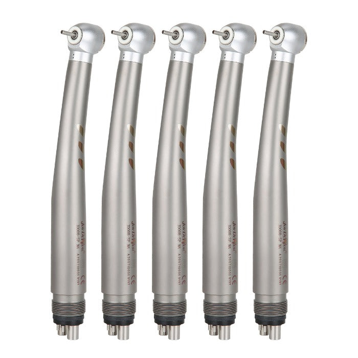 5pcs Dental High Speed Handpiece, LED, 4 Hole, Standard Head, Push Button, Ceramic Handpiece, E-geneor, Shadowless Rrating. - azdentall.com