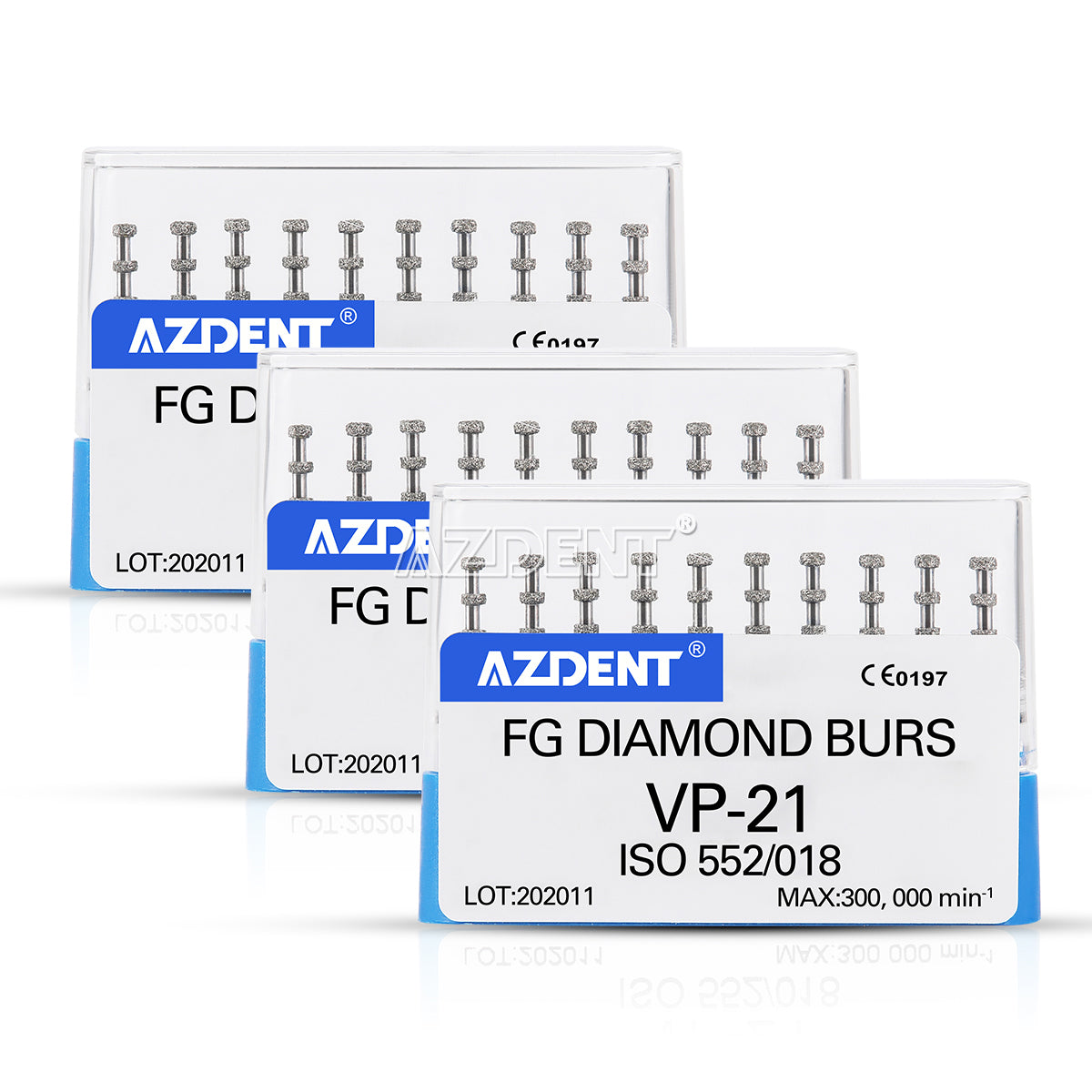 AZDENT Dental FG Diamond Burs VP-21 Depth Marking 10pcs/Box-azdentall.com