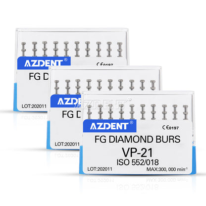 AZDENT Dental FG Diamond Burs VP-21 Depth Marking 10pcs/Box-azdentall.com