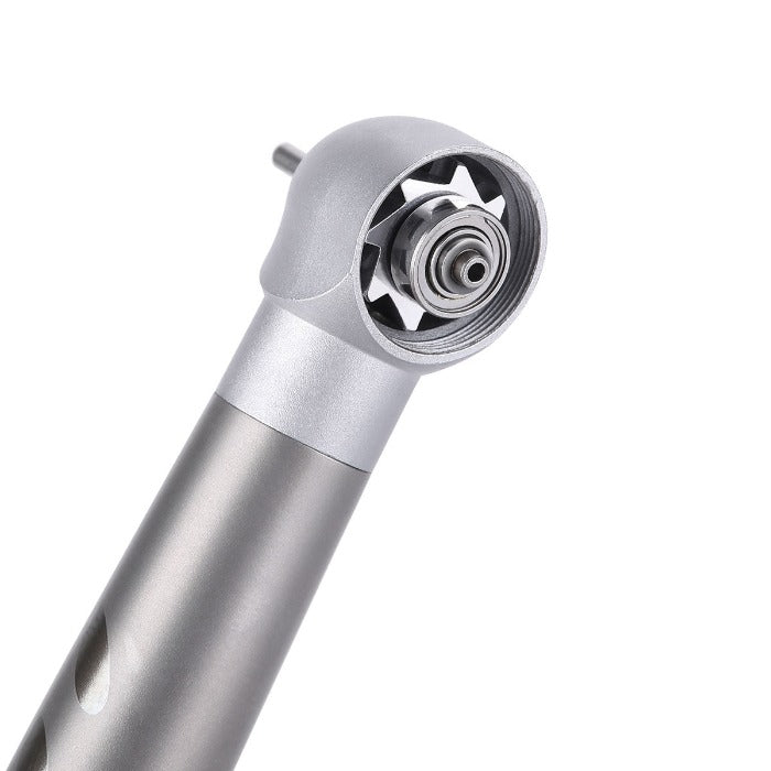 Dental LED High Speed Handpiece, 2/4 Hole, E-generator, Push Button, Four Water Spray. Standard head. Ceramic bearing. - azdentall.com