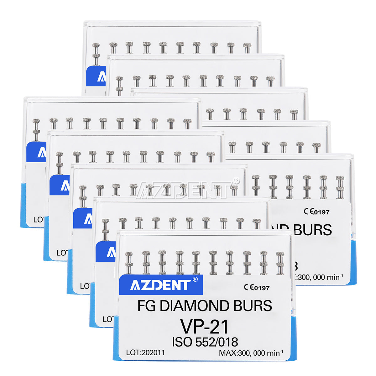 AZDENT Dental FG Diamond Burs VP-21 Depth Marking 10pcs/Box-azdentall.com