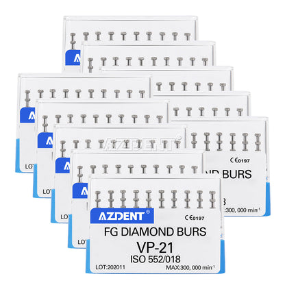 AZDENT Dental FG Diamond Burs VP-21 Depth Marking 10pcs/Box-azdentall.com