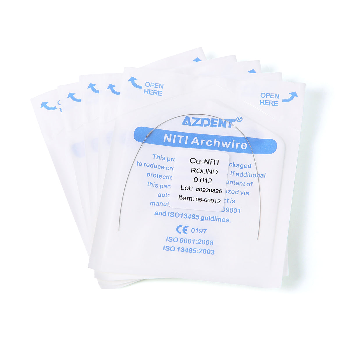 AZDENT Dental Copper Cu-NiTi Arch Wire Round 35˚ Super Elastic With Stops Preformed Full Sizes 1pcs/Pack