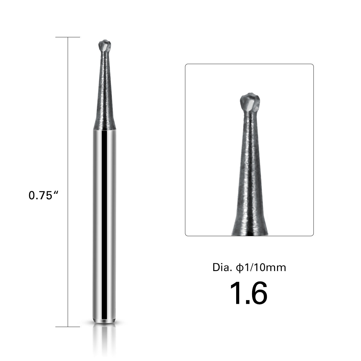 Dental FG #5 Round Carbide Bur 10pcs/Box-azdentall.com