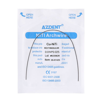 AZDENT Dental Copper Cu-NiTi Arch Wire Rectangular 35˚ Super Elastic With Stops Preformed Full Sizes 1pcs/Pack