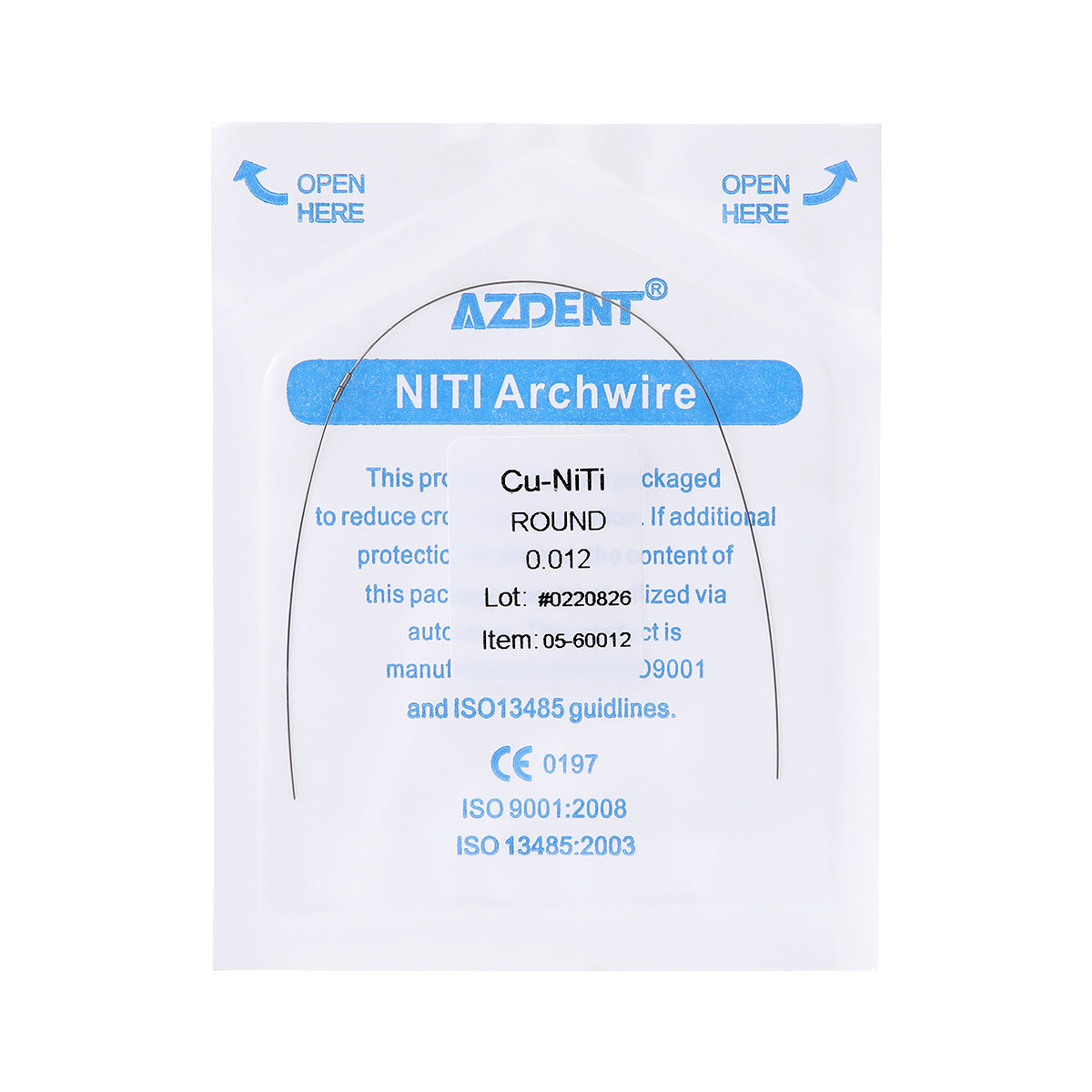 AZDENT Dental Copper Cu-NiTi Arch Wire Round 35˚ Super Elastic With Stops Preformed Full Sizes 1pcs/Pack