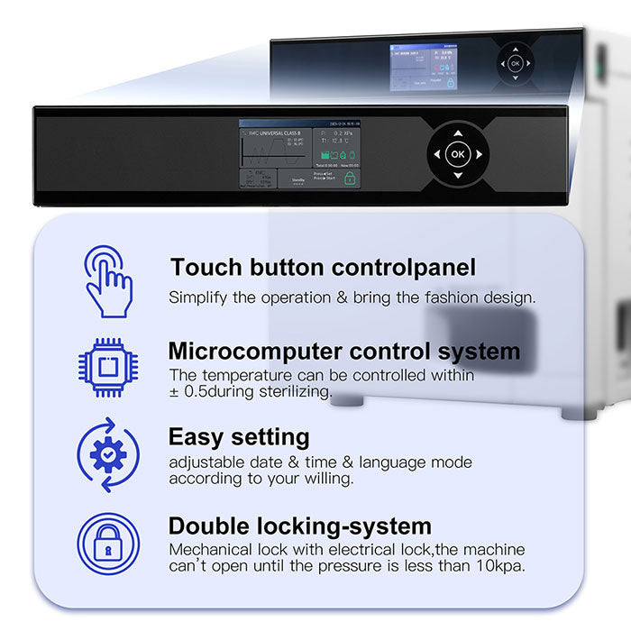 Dental Autoclave Steam Sterilizer Table Top LCD Built-in Printer Class B Dry Function 17L - azdentall.com