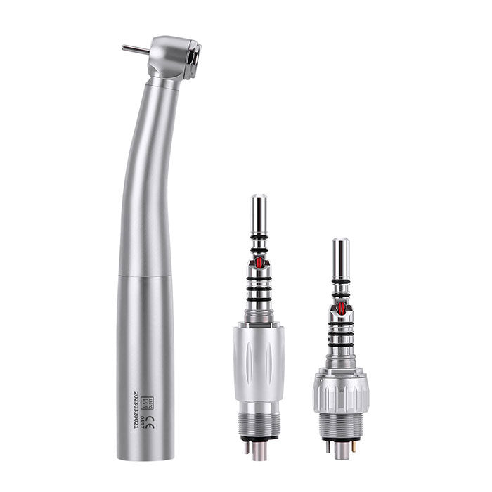 Dental LED Fiber Optic High Speed Handpiece Standard Head Push Button Three Water Spray / 4 or 6 Holes Quick Coupler - azdentall.com