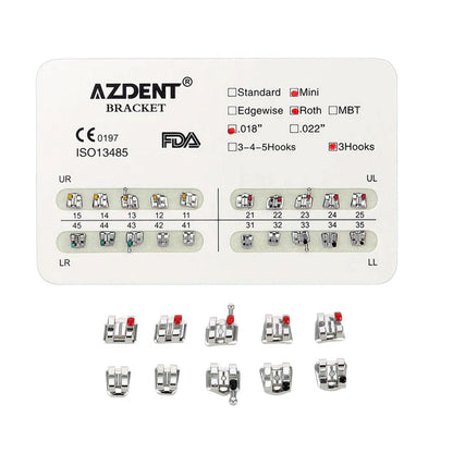 AZDENT Dental Mini Metal Brackets For Braces Full Size 20pcs/Pack