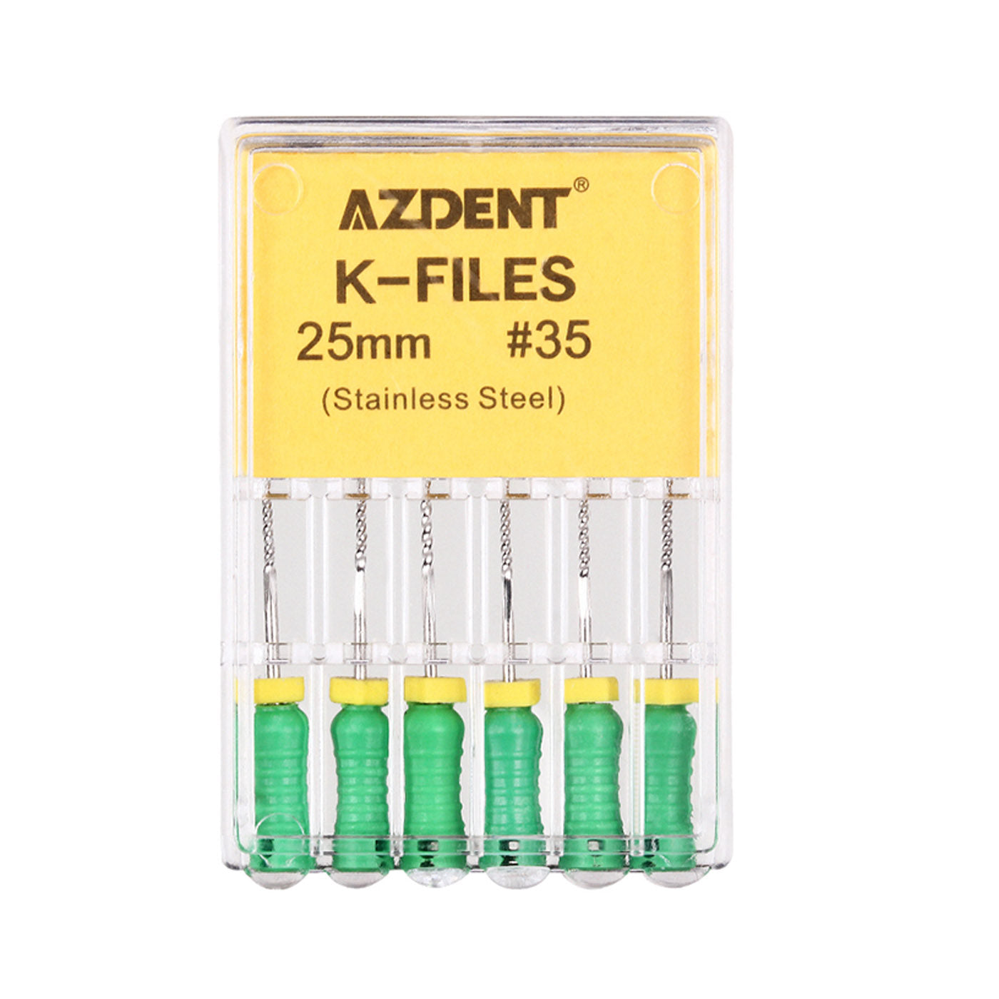 AZDENT Dental Hand K-Files Stainless Steel 25mm #15-80 6p/Pk 9 Color-azdentall.com