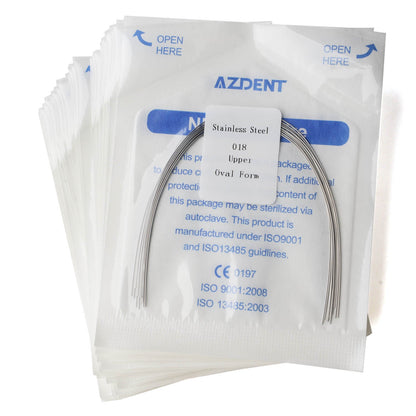 AZDENT Dental Orthodontic Archwire Stainless Steel Round Oval Full Size 10 pcs/Pack-azdentall.com