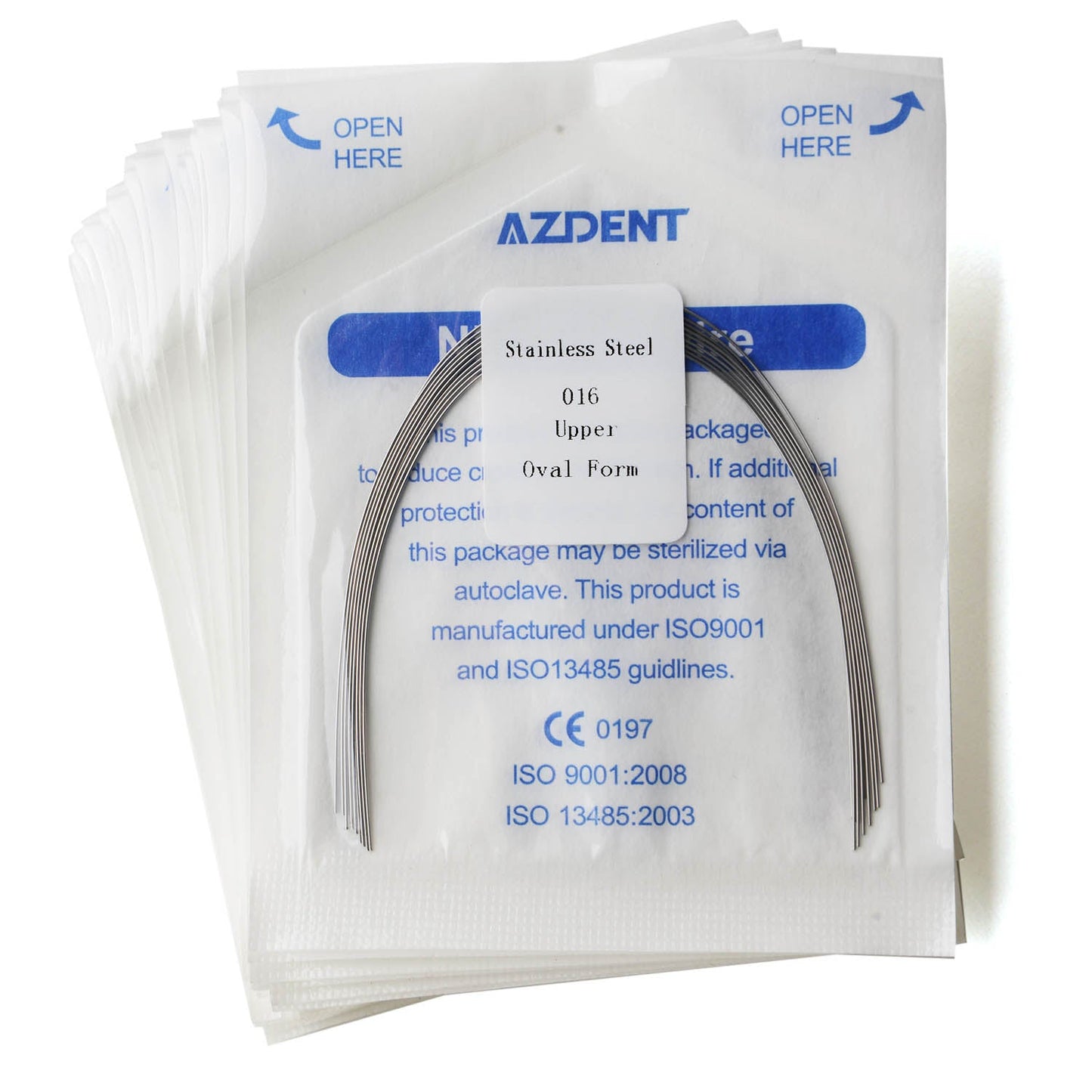 AZDENT Dental Orthodontic Archwire Stainless Steel Round Oval Full Size 10 pcs/Pack-azdentall.com