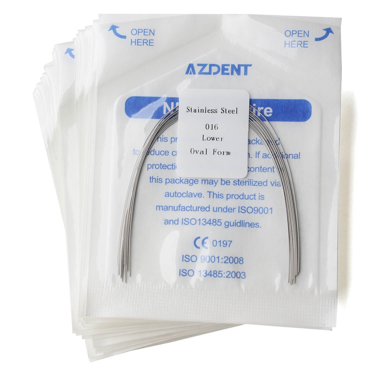 AZDENT Dental Orthodontic Archwire Stainless Steel Round Oval Full Size 10 pcs/Pack-azdentall.com