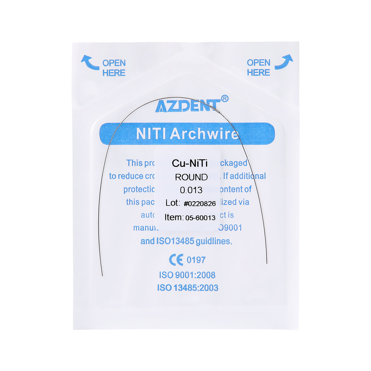 AZDENT Dental Copper Cu-NiTi Arch Wire Round 35˚ Super Elastic With Stops Preformed Full Sizes 1pcs/Pack