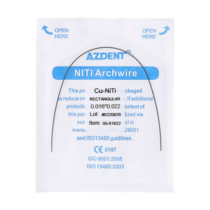 AZDENT Dental Copper Cu-NiTi Arch Wire Rectangular 35˚ Super Elastic With Stops Preformed Full Sizes 1pcs/Pack