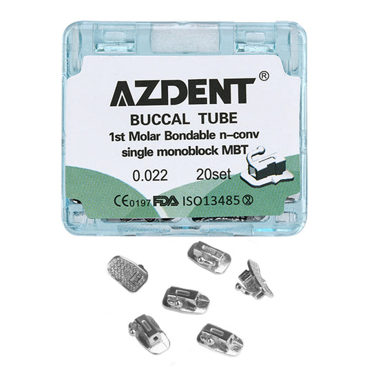 AZDENT Dental Orthodontic Buccal Tube 1st Molar Bondable Monoblock Non-convertible MBT 0.022 20Sets/Box - azdentall.com