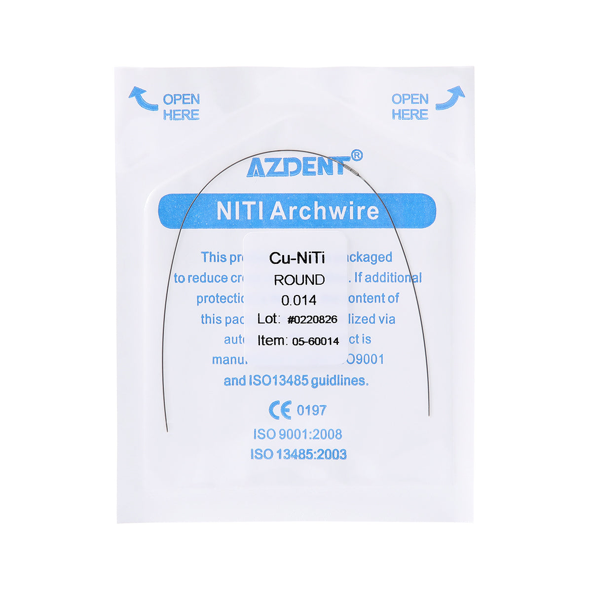 AZDENT Dental Copper Cu-NiTi Arch Wire Round 35˚ Super Elastic With Stops Preformed Full Sizes 1pcs/Pack