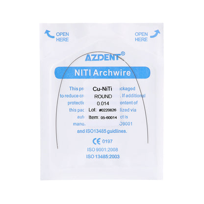 AZDENT Dental Copper Cu-NiTi Arch Wire Round 35˚ Super Elastic With Stops Preformed Full Sizes 1pcs/Pack