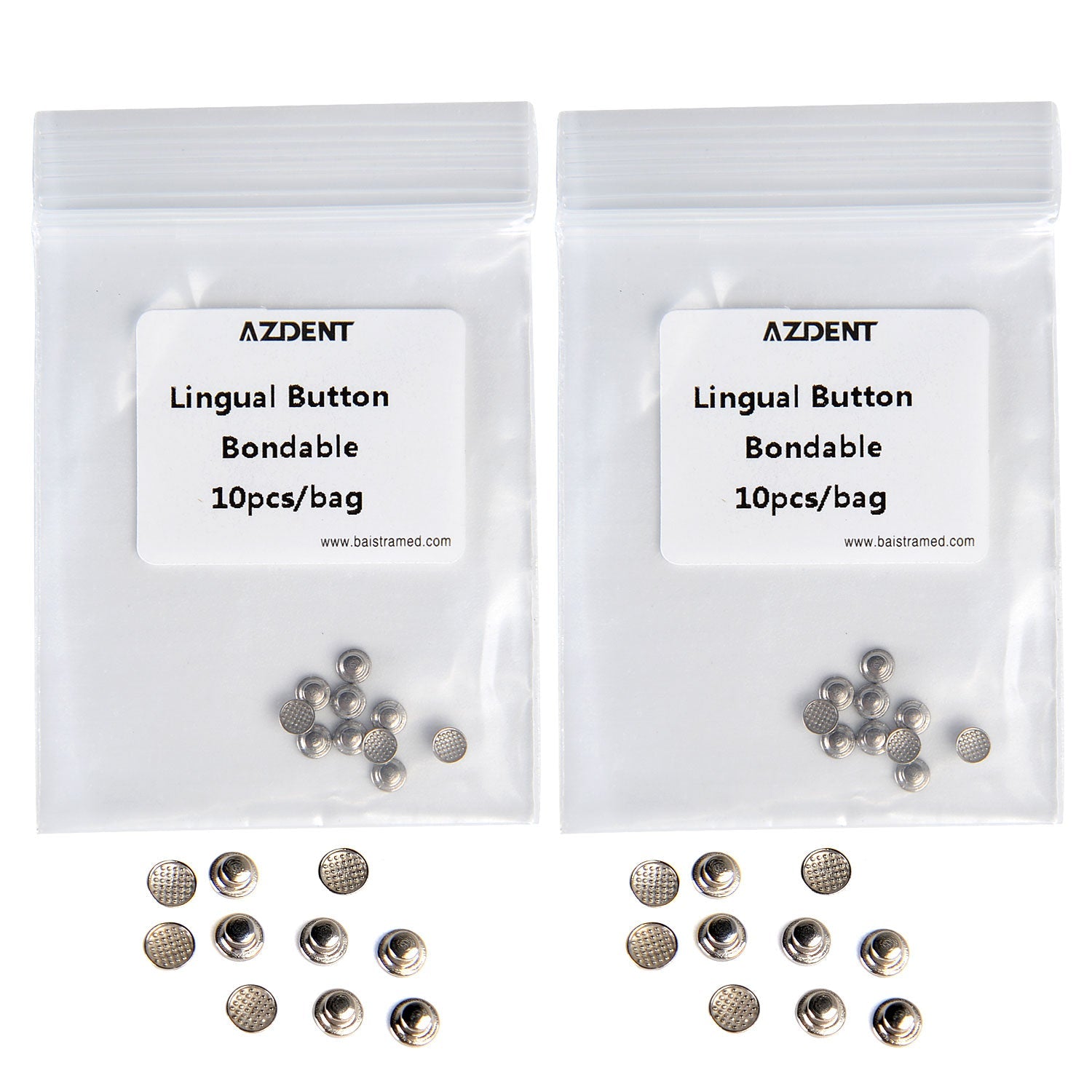 AZDENT Dental Lingual Button Bondable Stainless Steel Round Base 10pcs/Bag - azdentall.com