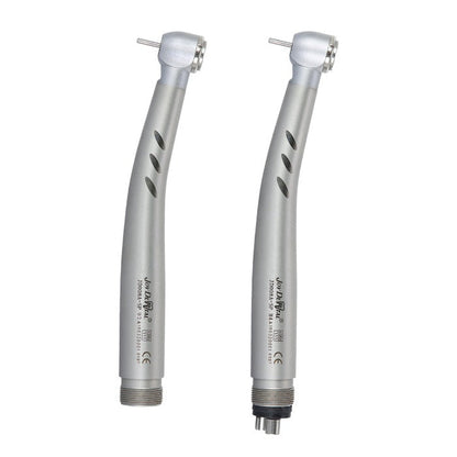 Dental LED High Speed Handpiece, 2/4 Hole, E-generator, Push Button, Four Water Spray. Standard head. Ceramic bearing. - azdentall.com