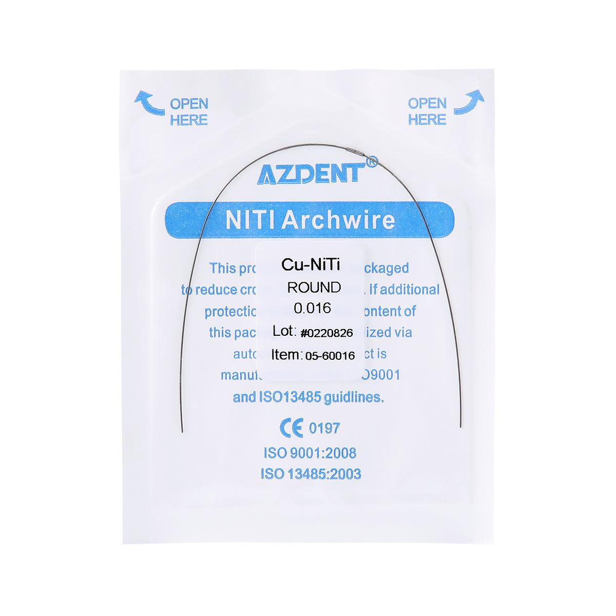 AZDENT Dental Copper Cu-NiTi Arch Wire Round 35˚ Super Elastic With Stops Preformed Full Sizes 1pcs/Pack