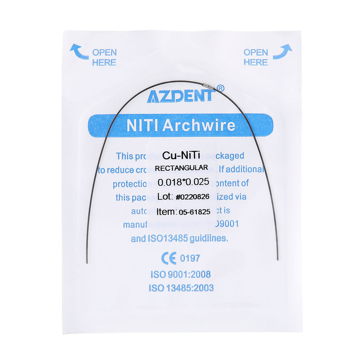 AZDENT Dental Copper Cu-NiTi Arch Wire Rectangular 35˚ Super Elastic With Stops Preformed Full Sizes 1pcs/Pack