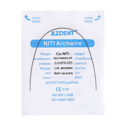 AZDENT Dental Copper Cu-NiTi Arch Wire Rectangular 35˚ Super Elastic With Stops Preformed Full Sizes 1pcs/Pack