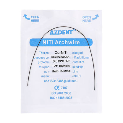 AZDENT Dental Copper Cu-NiTi Arch Wire Rectangular 35˚ Super Elastic With Stops Preformed Full Sizes 1pcs/Pack