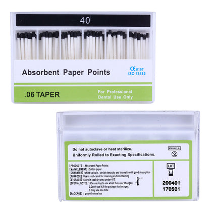 Absorbent Paper Points #15-40 Taper Size 0.06 Color Coded 7 Models 100/Box-azdentall.com