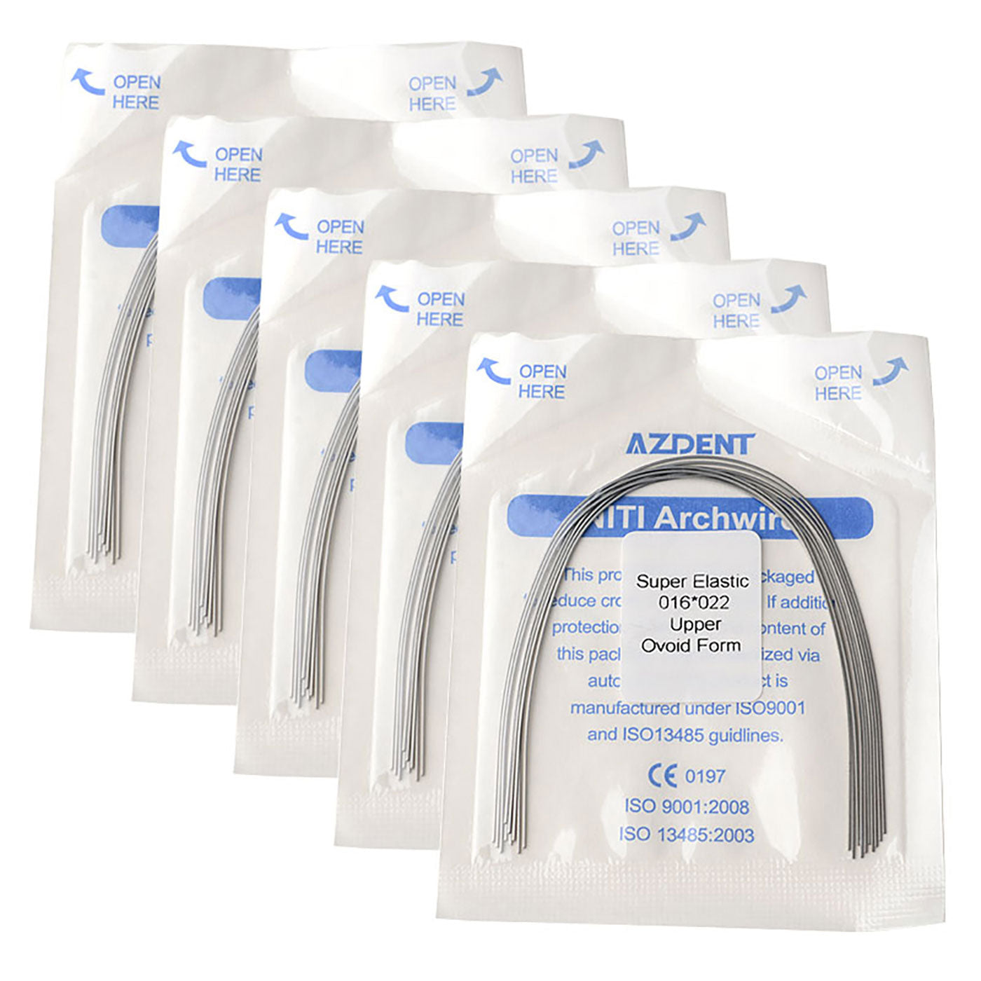 5 Bags AZDENT Dental Orthodontic Archwires Niti Super Elastic Ovoid Rectangular 0.016x0.022 Upper 10pcs/Pack - azdentall.com