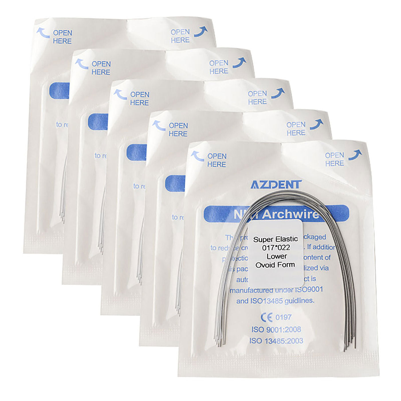 5 Bags AZDENT Dental Orthodontic Archwires Niti Super Elastic Ovoid Rectangular 0.017x0.022 Lower 10pcs/Pack - azdentall.com