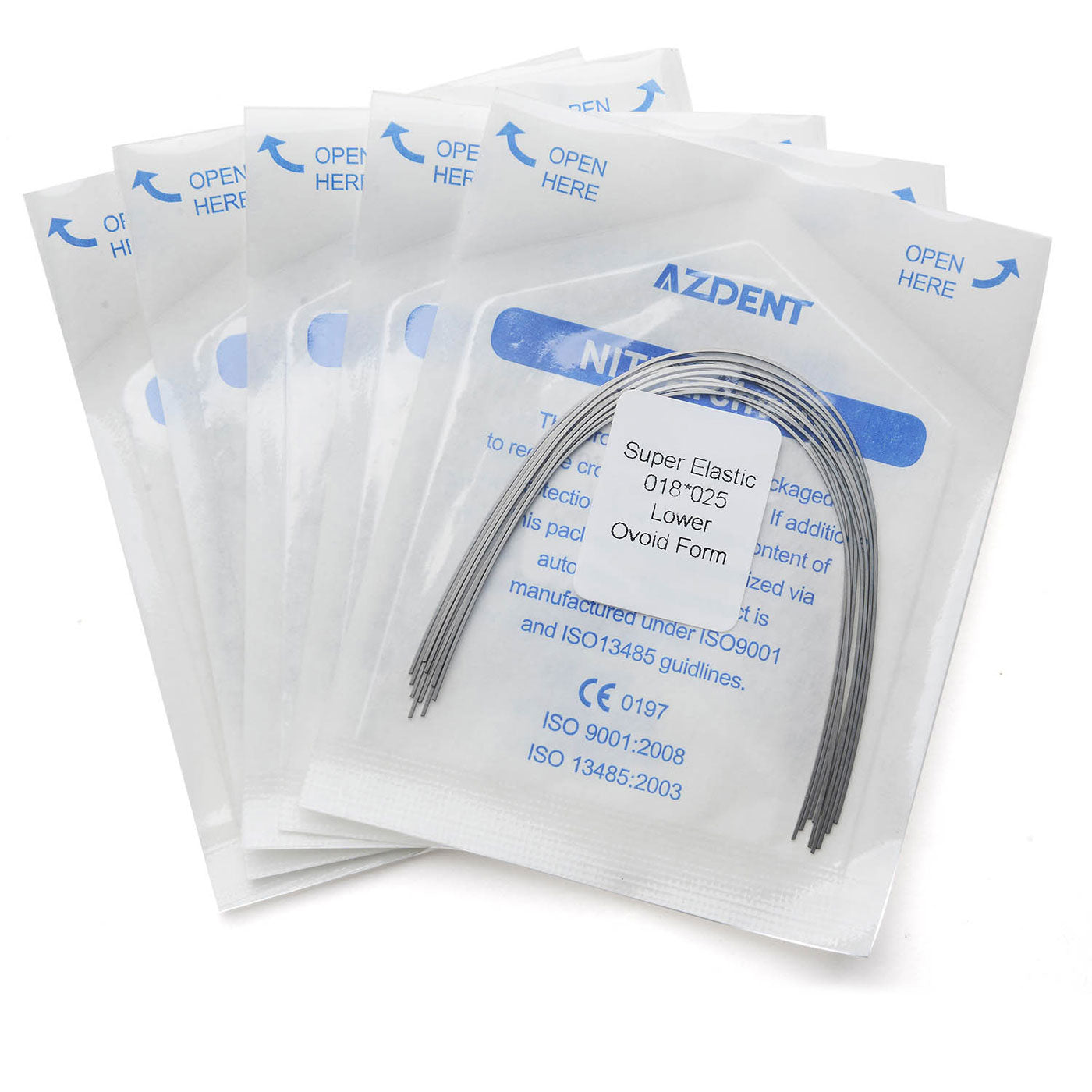 5 Bags AZDENT Dental Orthodontic Archwires Niti Super Elastic Ovoid Rectangular 0.018x0.025 Lower 10pcs/Pack - azdentall.com